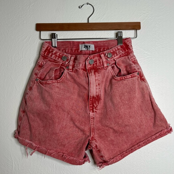 Zgy Denim Pants - Zgy Denim Red Super HiRise Loose 100% Cotton Raw Edge Jean Shorts Size 26